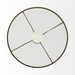 Jacinta Gold 36" Round Glass Top Metal and Marble Pedestal Coffee Table