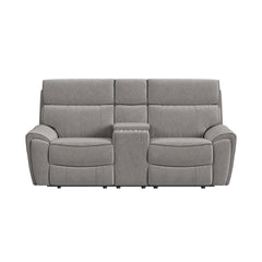 Jackpot Explore Light Grey P1 Loveseat with Console - Ornate Home