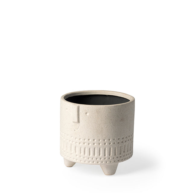 Jacob White Short Ceramic Smiling Face Vase - Ornate Home
