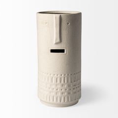 Jacob White Tall Ceramic Smiling Face Vase - Ornate Home
