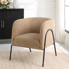 Jacobsen Bronze/Brown/Tan Shearling Barrel Chair - Ornate Home