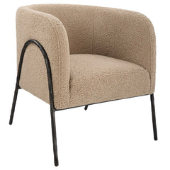 Jacobsen Bronze/Brown/Tan Shearling Barrel Chair - Ornate Home