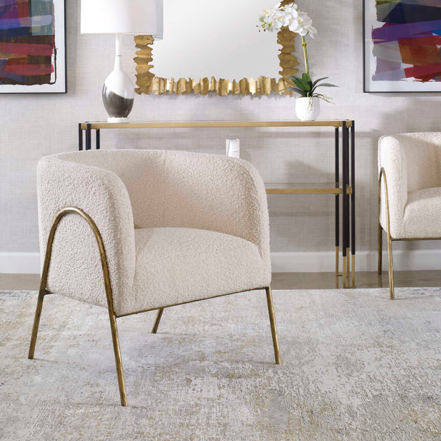 Jacobsen Off White Shearling Accent Chair - Ornate Home