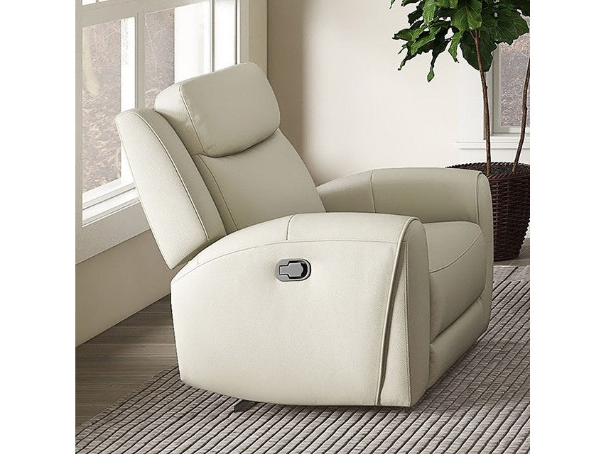Jacobus Beige Leather Recliner - Ornate Home
