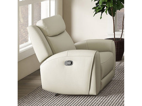 Jacobus Beige Leather Recliner - Ornate Home