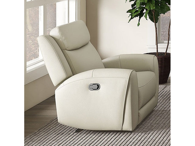 Jacobus Beige Leather Recliner - Ornate Home