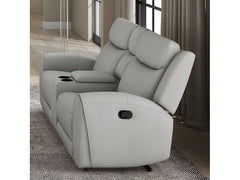 Jacobus Light Gray Leather Loveseat - Ornate Home
