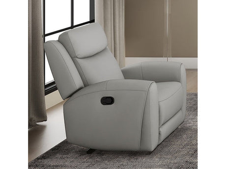 Jacobus Light Gray Leather Recliner - Ornate Home