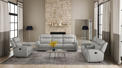 Jacobus Light Gray Leather Recliner - Ornate Home