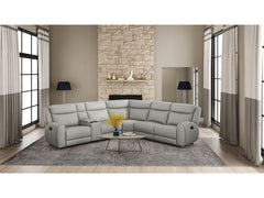 Jacobus Light Gray Leather Sectional - Ornate Home
