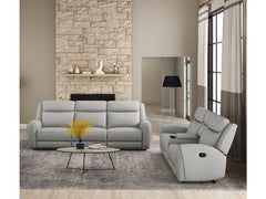 Jacobus Light Gray Leather Sofa & Loveseat - Ornate Home