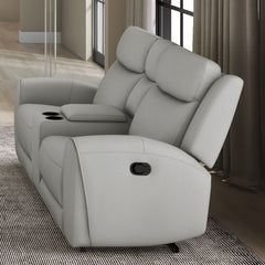 Jacobus Light Gray Leather Sofa & Loveseat - Ornate Home