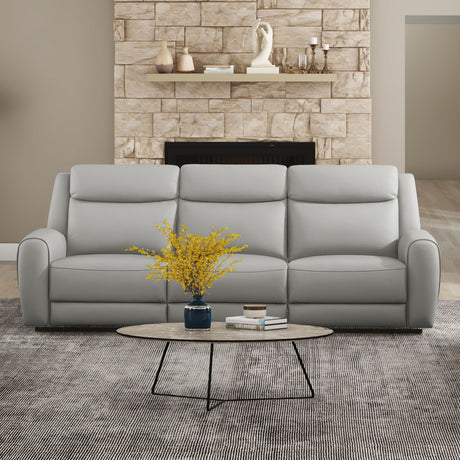 Jacobus Light Gray Leather Sofa & Loveseat - Ornate Home