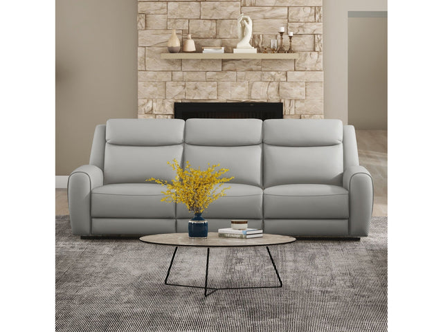 Jacobus Light Gray Leather Sofa - Ornate Home
