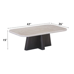 Jacory BottIcino Natural Marble Top/ Espresso Coffee Table - Ornate Home