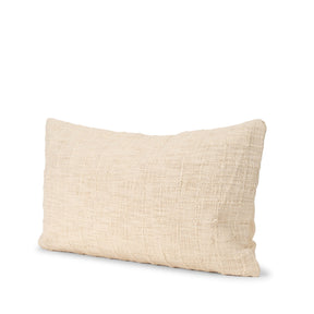 Jacory Cream 14x26 Checker Textured Lumbar Pillow Cover with Down Filler (Set of 2) - Ornate Home