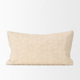 Jacory Cream 14x26 Checker Textured Lumbar Pillow Cover with Down Filler (Set of 2) - Ornate Home