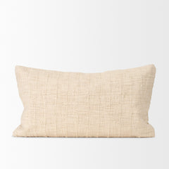 Jacory Cream 14x26 Checker Textured Lumbar Pillow Cover with Down Filler (Set of 2) - Ornate Home
