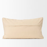 Jacory Cream 14x26 Checker Textured Lumbar Pillow Cover with Down Filler (Set of 2) - Ornate Home