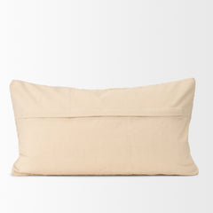 Jacory Cream 14x26 Checker Textured Lumbar Pillow Cover with Down Filler (Set of 2) - Ornate Home