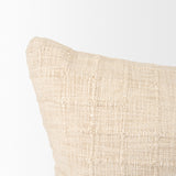 Jacory Cream 14x26 Checker Textured Lumbar Pillow Cover with Down Filler (Set of 2) - Ornate Home