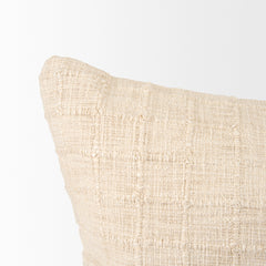Jacory Cream 14x26 Checker Textured Lumbar Pillow Cover with Down Filler (Set of 2) - Ornate Home
