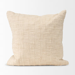 Jacory Cream 22x22 Checker Textured Decorative Square Pillow Cover - Ornate Home