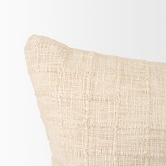 Jacory Cream 22x22 Checker Textured Decorative Square Pillow Cover - Ornate Home