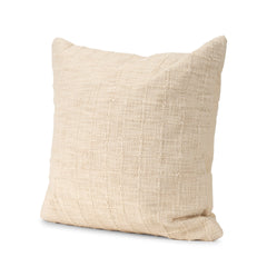 Jacory Cream 22x22 Checker Textured Decorative Square Pillow Cover with Down Filler (Set of 2) - Ornate Home