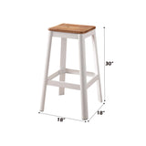 Jacotte Natural & White Bar Stool (1Pc) - Ornate Home