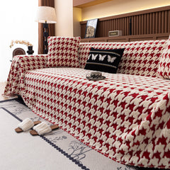 Jacquard Fleece Houndstooth Warm Cozy Couch Cover Blanket Decorative Throws for Sofas - Ornate Home