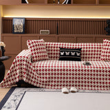Jacquard Fleece Houndstooth Warm Cozy Couch Cover Blanket Decorative Throws for Sofas - Ornate Home