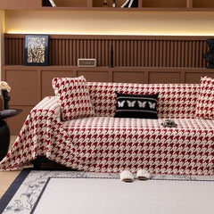 Jacquard Fleece Houndstooth Warm Cozy Couch Cover Blanket Decorative Throws for Sofas - Ornate Home