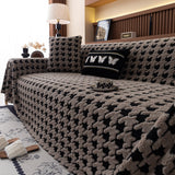 Jacquard Fleece Houndstooth Warm Cozy Couch Cover Blanket Decorative Throws for Sofas - Ornate Home