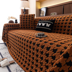 Jacquard Fleece Houndstooth Warm Cozy Couch Cover Blanket Decorative Throws for Sofas - Ornate Home