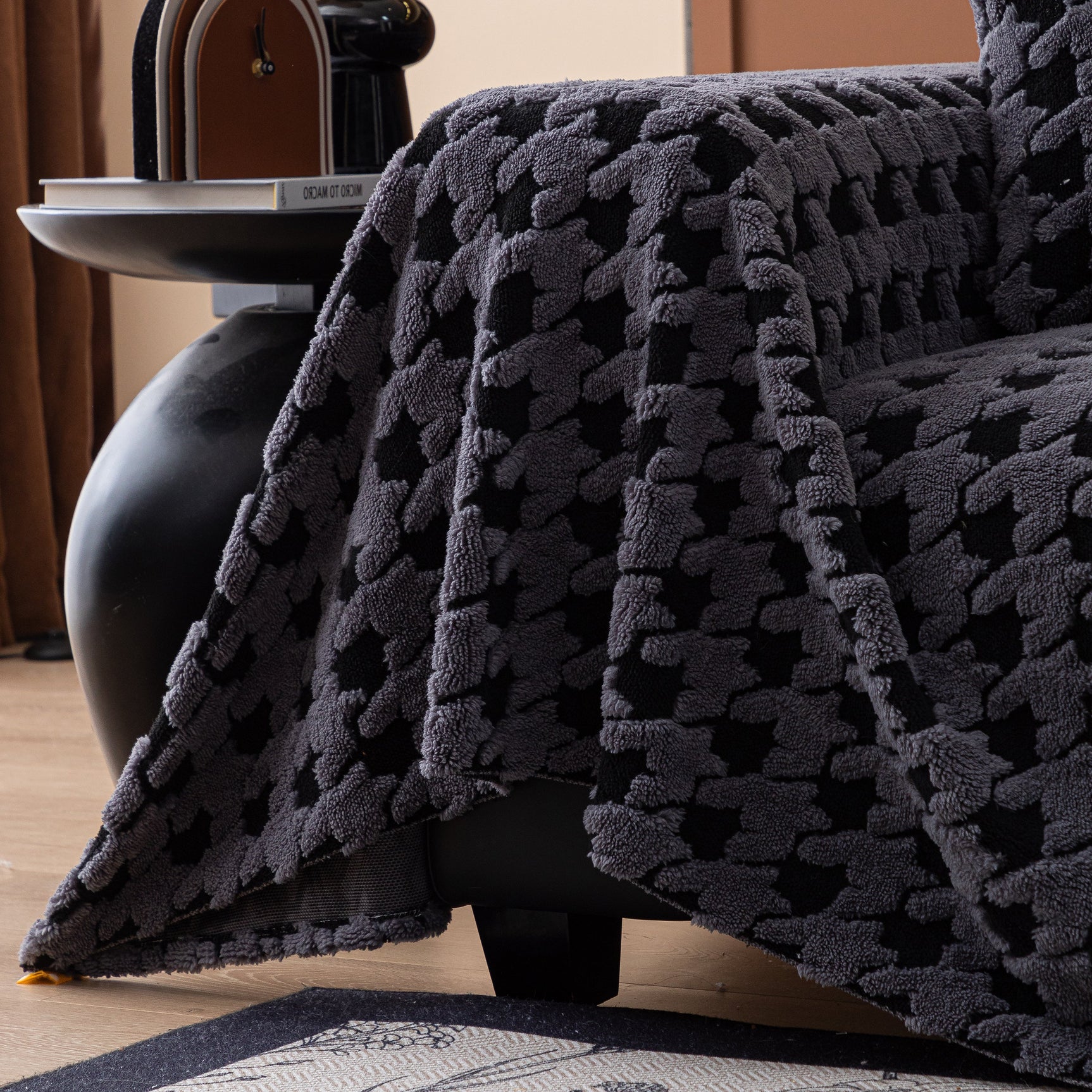 Jacquard Fleece Houndstooth Warm Cozy Couch Cover Blanket Decorative Throws for Sofas - Ornate Home