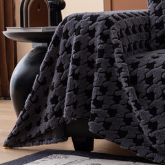Jacquard Fleece Houndstooth Warm Cozy Couch Cover Blanket Decorative Throws for Sofas - Ornate Home
