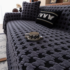 Jacquard Fleece Houndstooth Warm Cozy Couch Cover Blanket Decorative Throws for Sofas - Ornate Home