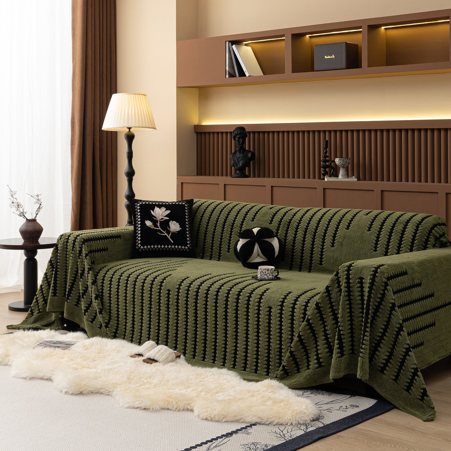 Jacquard Fleece Throw Blanket for Couch Plush Fuzzy Cozy Soft Blankets and Throws for Sofa - Ornate Home