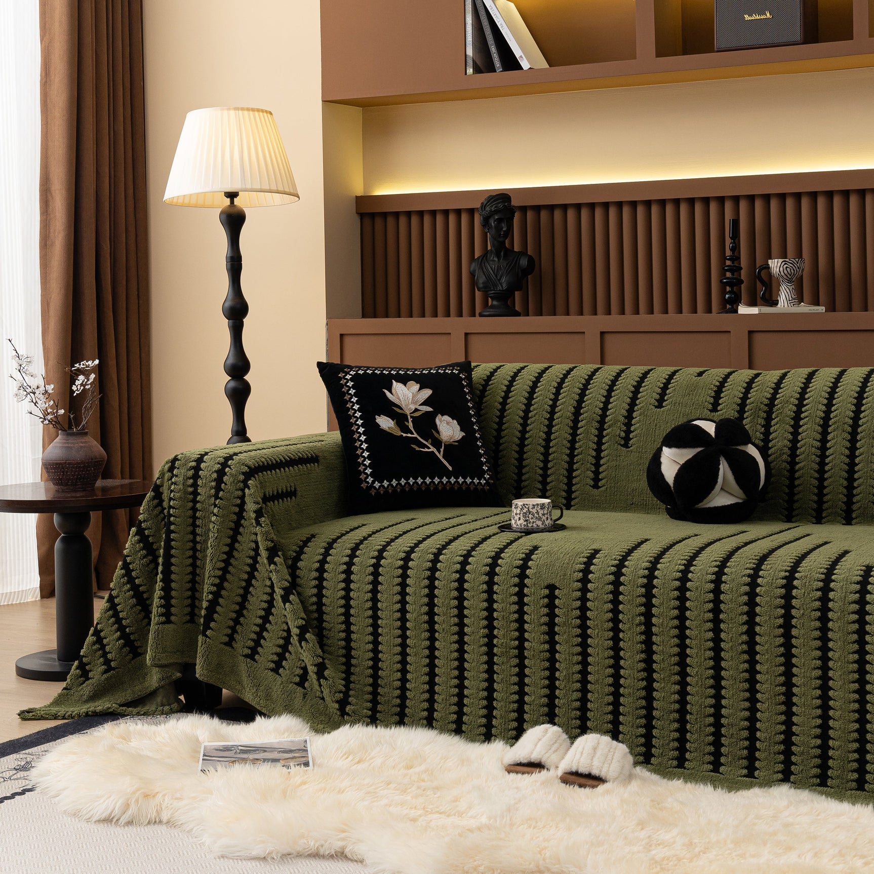Jacquard Fleece Throw Blanket for Couch Plush Fuzzy Cozy Soft Blankets and Throws for Sofa - Ornate Home