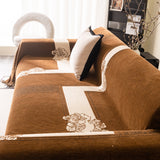 Jacquard Floral Band Sofa Cover with Tassels, Thick Textured Couch Throw Blanket - Ornate Home