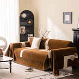Jacquard Floral Band Sofa Cover with Tassels, Thick Textured Couch Throw Blanket - Ornate Home