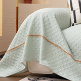 Jacquard Ice Silk Sofa Throw Cover with Gold Trim, Summer Cooling Couch Slipcover - Ornate Home