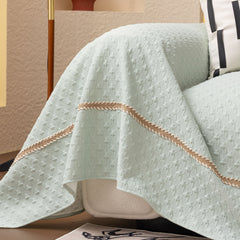 Jacquard Ice Silk Sofa Throw Cover with Gold Trim, Summer Cooling Couch Slipcover - Ornate Home