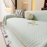 Jacquard Ice Silk Sofa Throw Cover with Gold Trim, Summer Cooling Couch Slipcover - Ornate Home