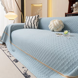 Jacquard Ice Silk Sofa Throw Cover with Gold Trim, Summer Cooling Couch Slipcover - Ornate Home