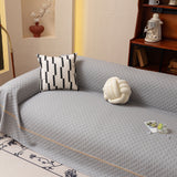 Jacquard Ice Silk Sofa Throw Cover with Gold Trim, Summer Cooling Couch Slipcover - Ornate Home
