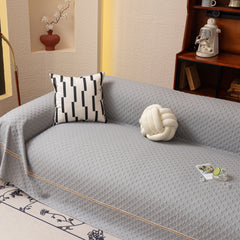 Jacquard Ice Silk Sofa Throw Cover with Gold Trim, Summer Cooling Couch Slipcover - Ornate Home