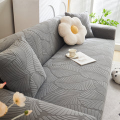 Jacquard Leaf Stretch Sofa Protector Cover Soft Washable Spandex Couch Slipcover - Ornate Home