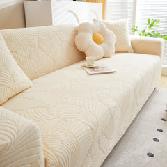 Jacquard Leaf Stretch Sofa Protector Cover Soft Washable Spandex Couch Slipcover - Ornate Home